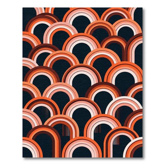 Retro Orange Arch Rainbow Array Rug