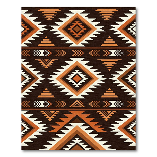 Earthy Geometric Aztec Diamond Area Rug