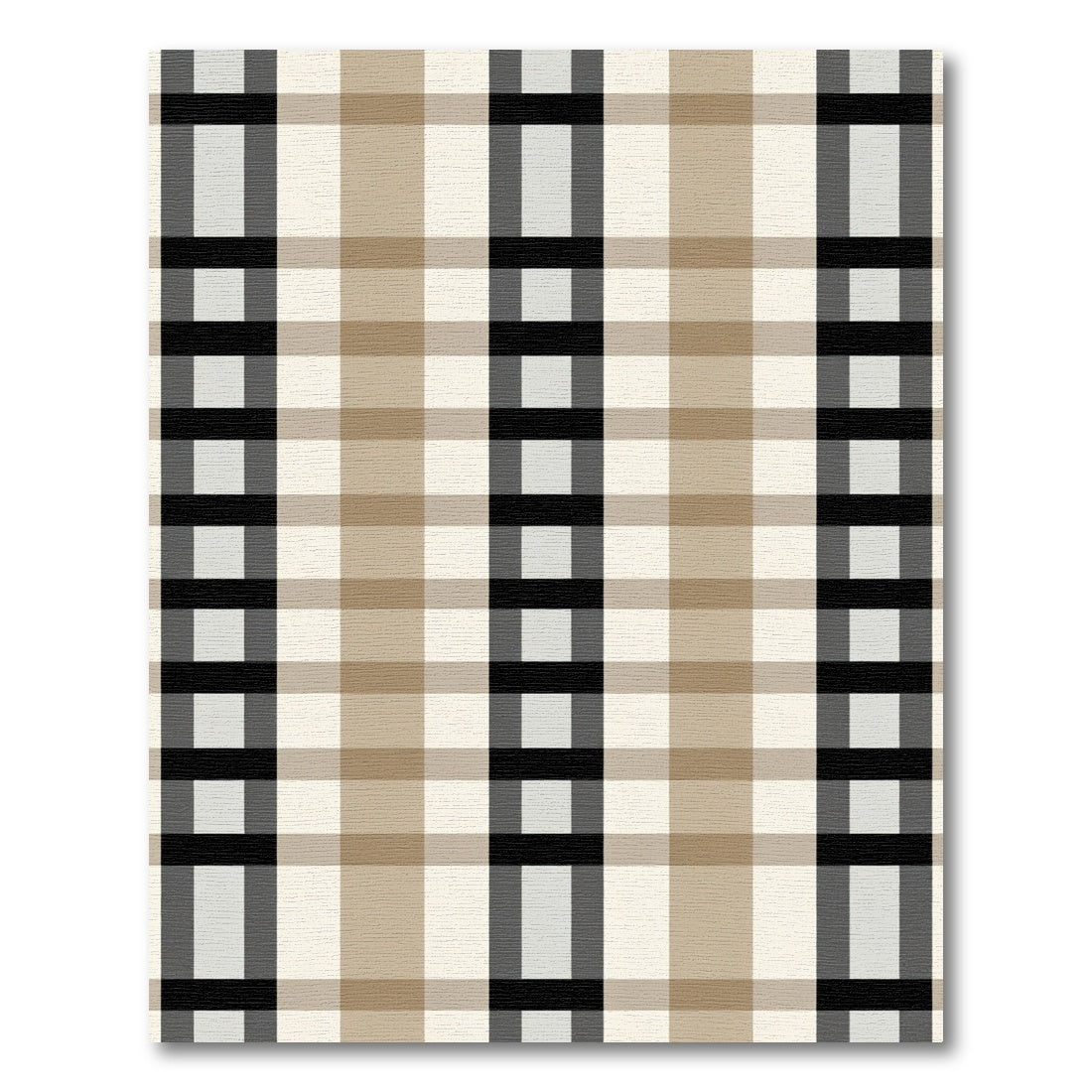 Neutral Plaid Checkered Grid Rug