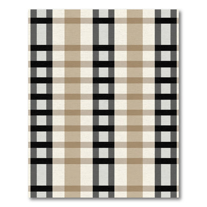 Neutral Plaid Checkered Grid Rug