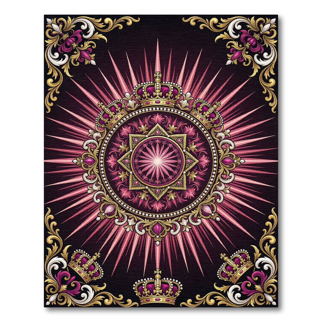 Royal Magenta Sunburst Crown Medallion Rug