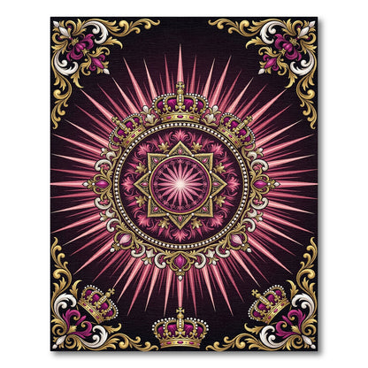 Royal Magenta Sunburst Crown Medallion Rug