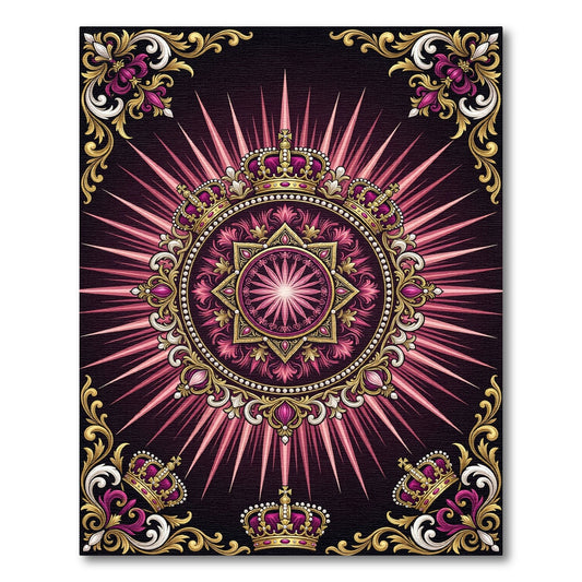 Royal Magenta Sunburst Crown Medallion Rug