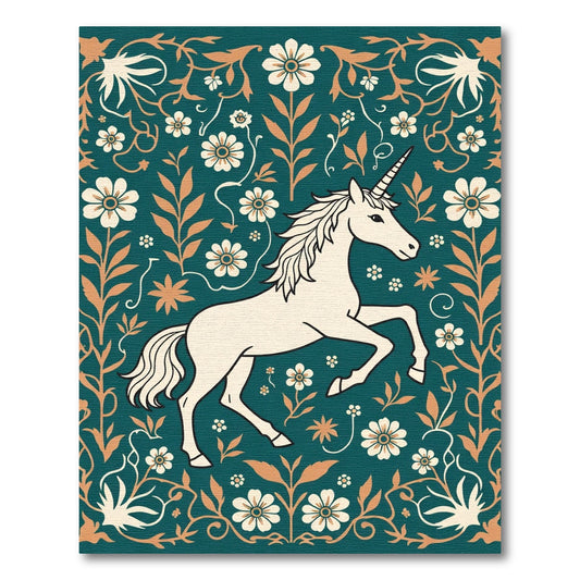 Cream Unicorn Floral Meadow Rug