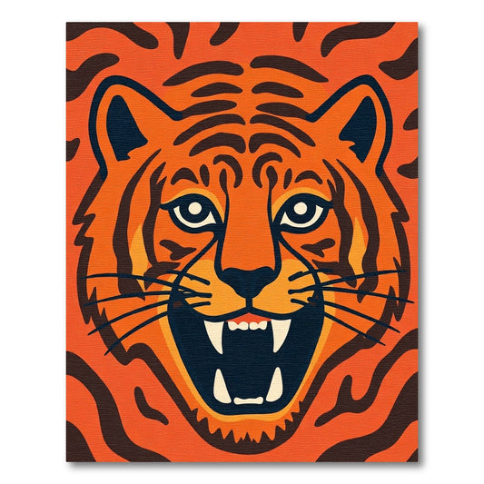 Bold Orange Tiger Face Graphic Rug