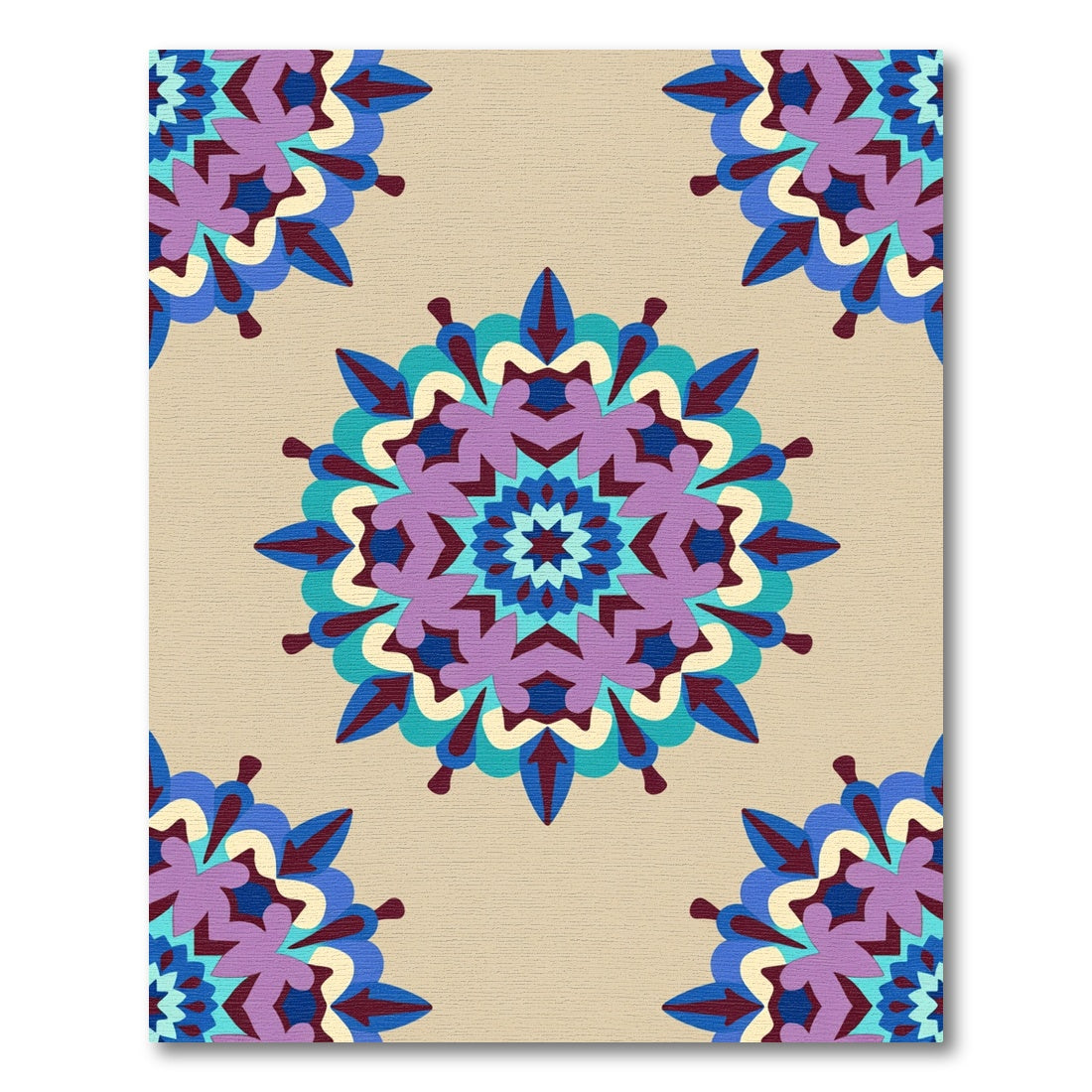 Ornate Mandala Purple Blue Cream Rug