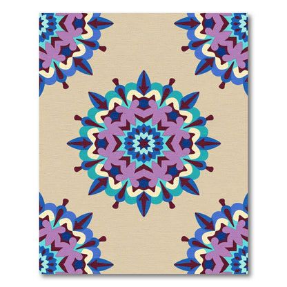 Ornate Mandala Purple Blue Cream Rug