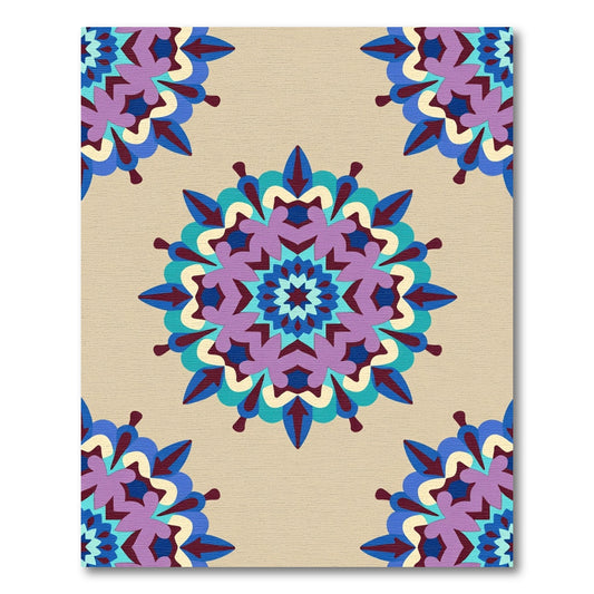 Ornate Mandala Purple Blue Cream Rug