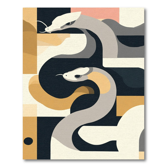 Serpentine Embrace Geometric Ochre Rug