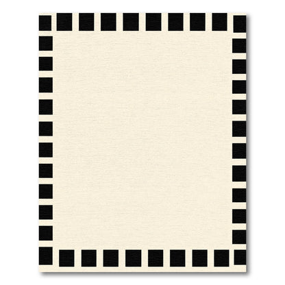 Cream Black Block Border Rug