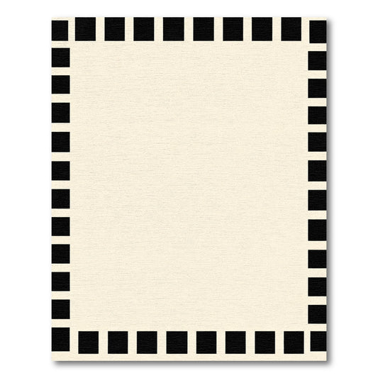 Cream Black Block Border Rug