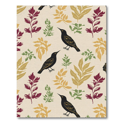 Black Bird Red Yellow Green Sprig Rug