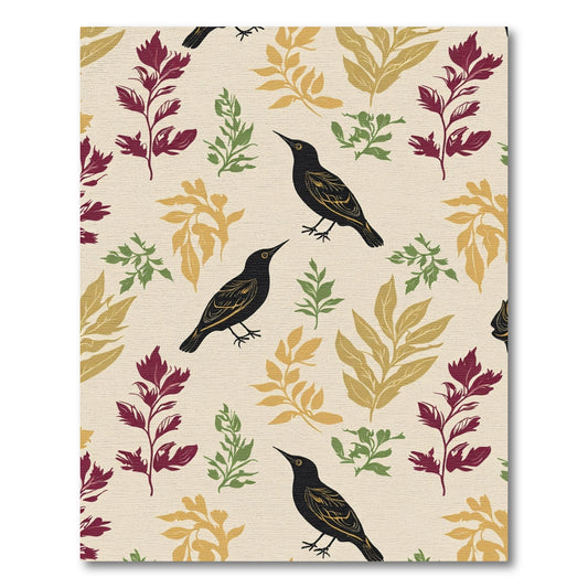 Black Bird Red Yellow Green Sprig Rug
