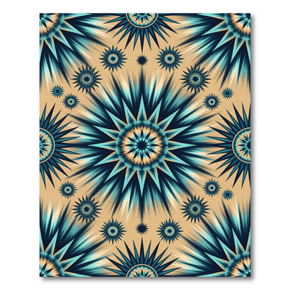 Radiant Teal Sun Burst Medallion Rug