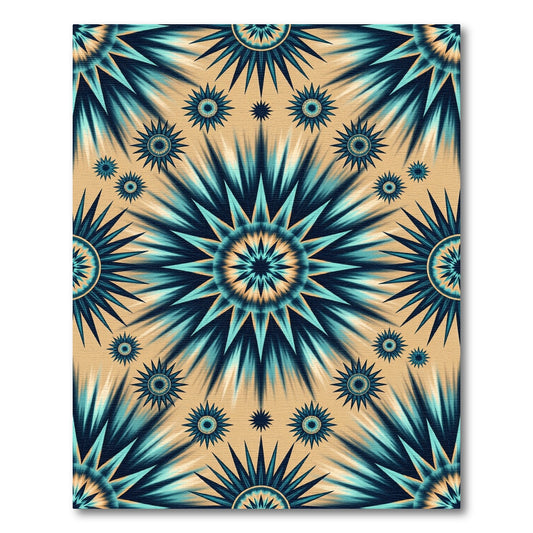Radiant Teal Sun Burst Medallion Rug