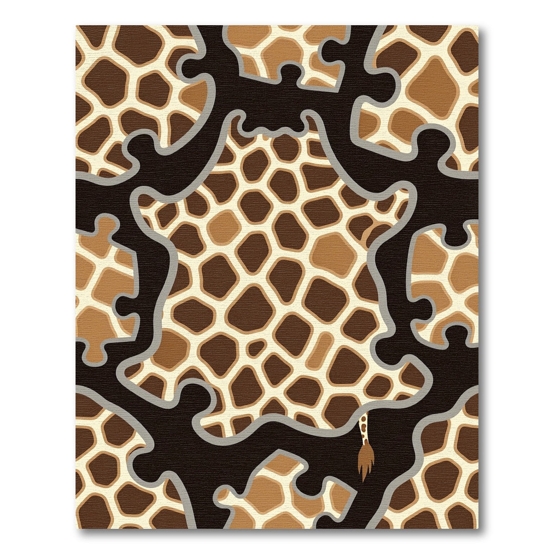 Brown Tan Giraffe Puzzle Pieces Rug