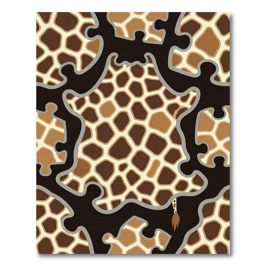 Brown Tan Giraffe Puzzle Pieces Rug