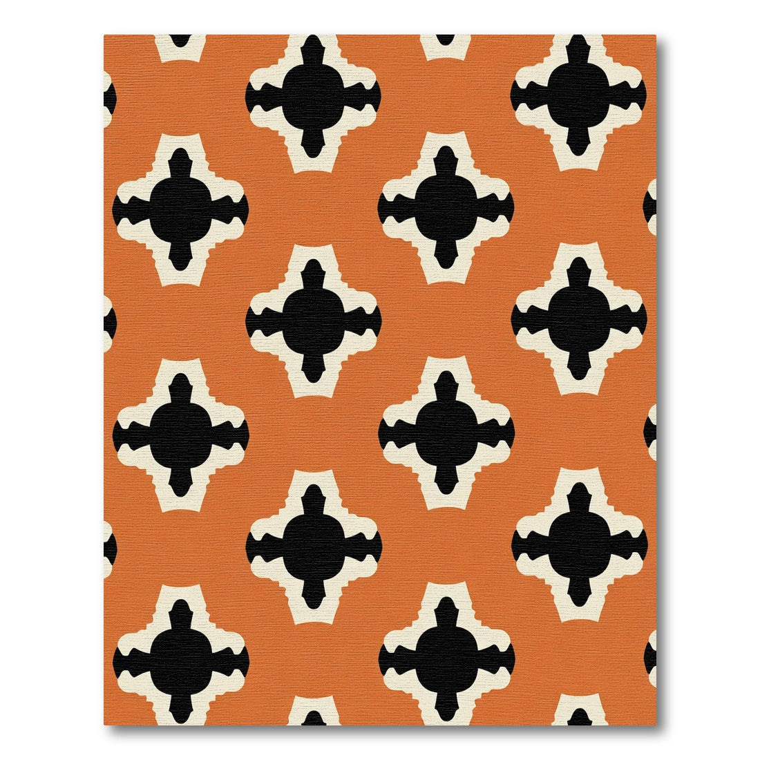 Orange Beige Abstract Quatrefoil Rug