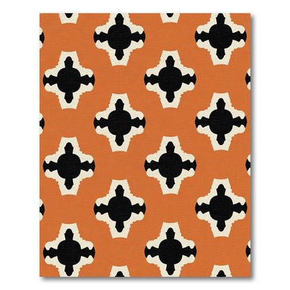 Orange Beige Abstract Quatrefoil Rug