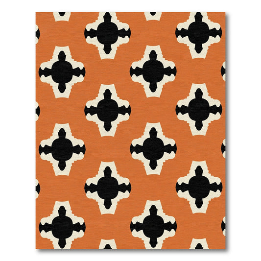 Orange Beige Abstract Quatrefoil Rug