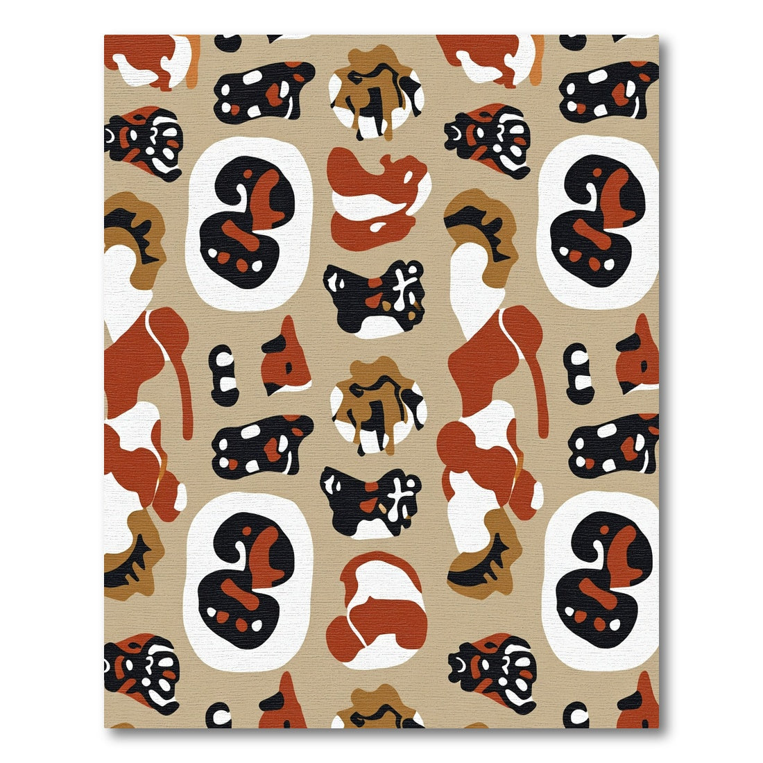 Brown White Black Abstract Shapes Rug