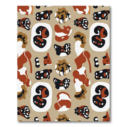 Brown White Black Abstract Shapes Rug