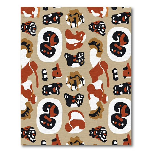 Brown White Black Abstract Shapes Rug