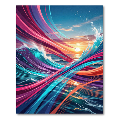 Vibrant Abstract Sunset Wave Flow Rug