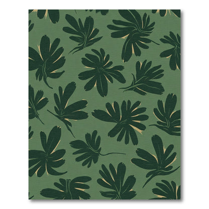 Deep Forest Green Leafy Bloom Rug
