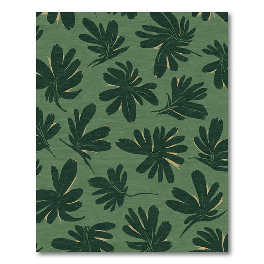 Deep Forest Green Leafy Bloom Rug