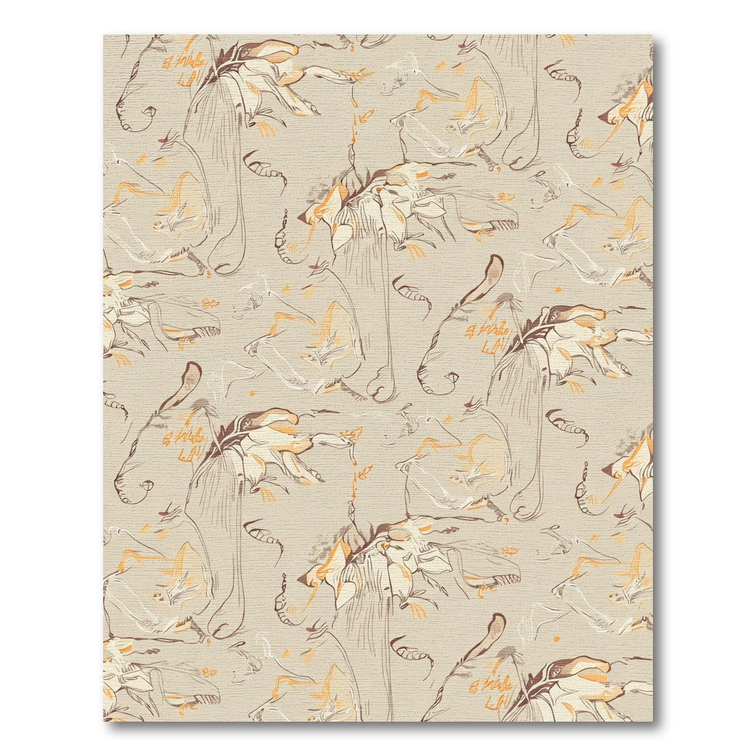 Earthy Sketchy Floral Abstract Rug