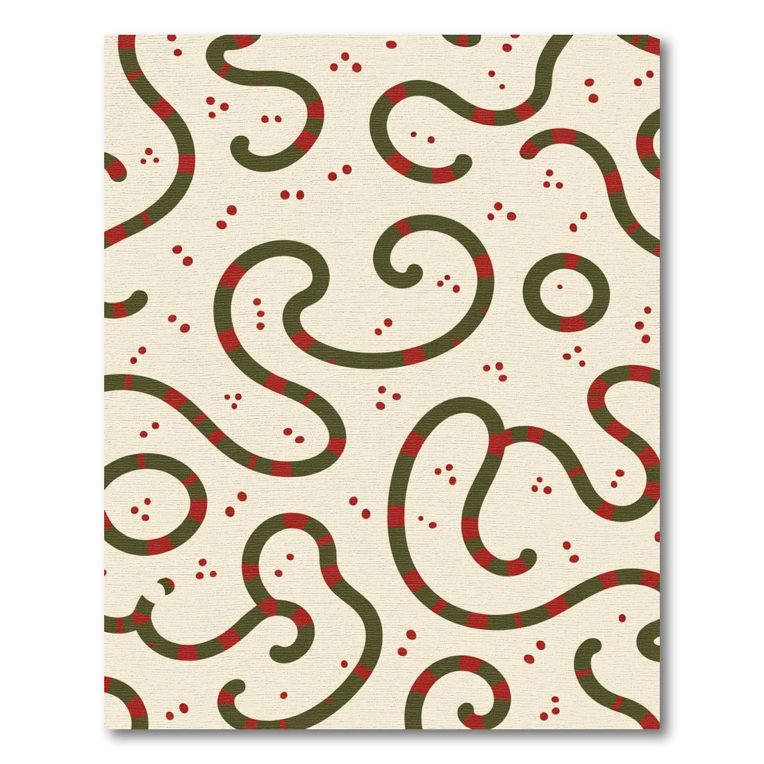 Cream Red Green Swirl Dots Rug