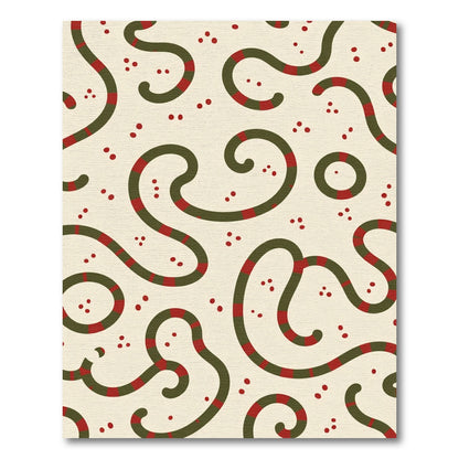 Cream Red Green Swirl Dots Rug
