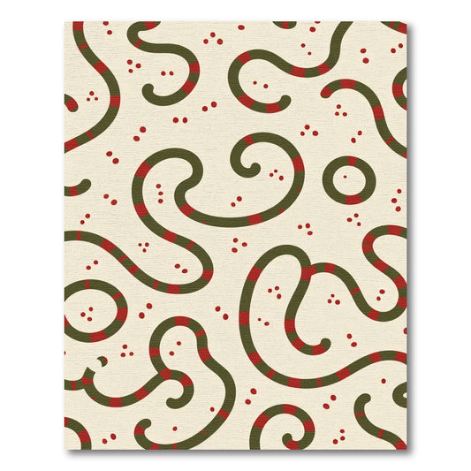 Cream Red Green Swirl Dots Rug