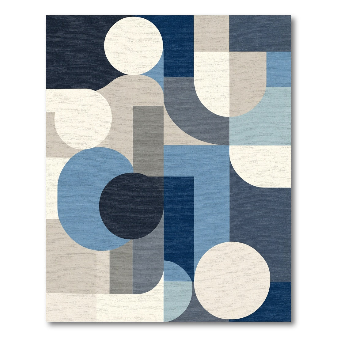 Abstract Blue Geometric Shapes Rug
