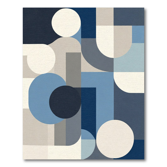 Abstract Blue Geometric Shapes Rug