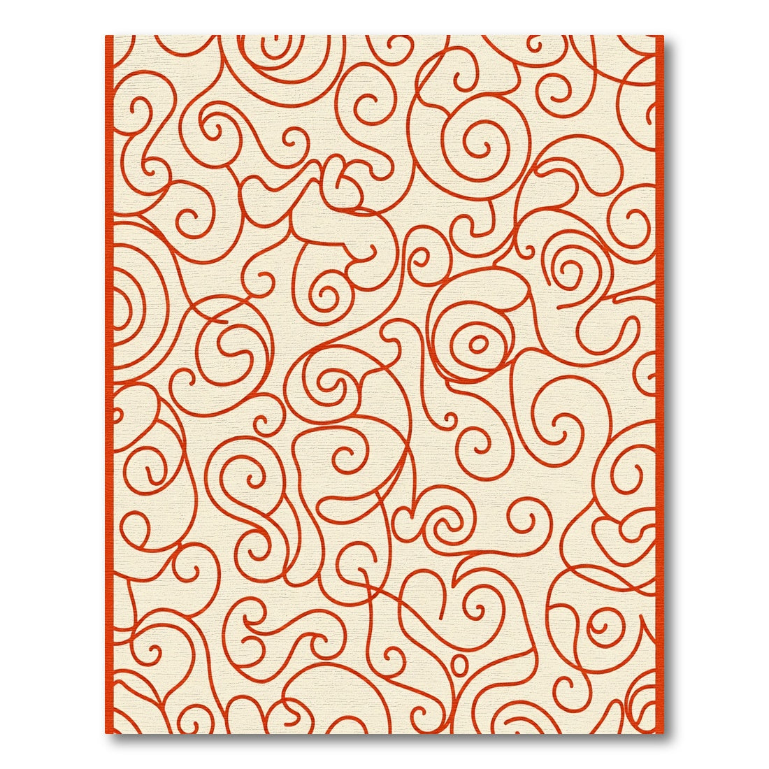 Crimson Swirl Silhouette Line Art Rug
