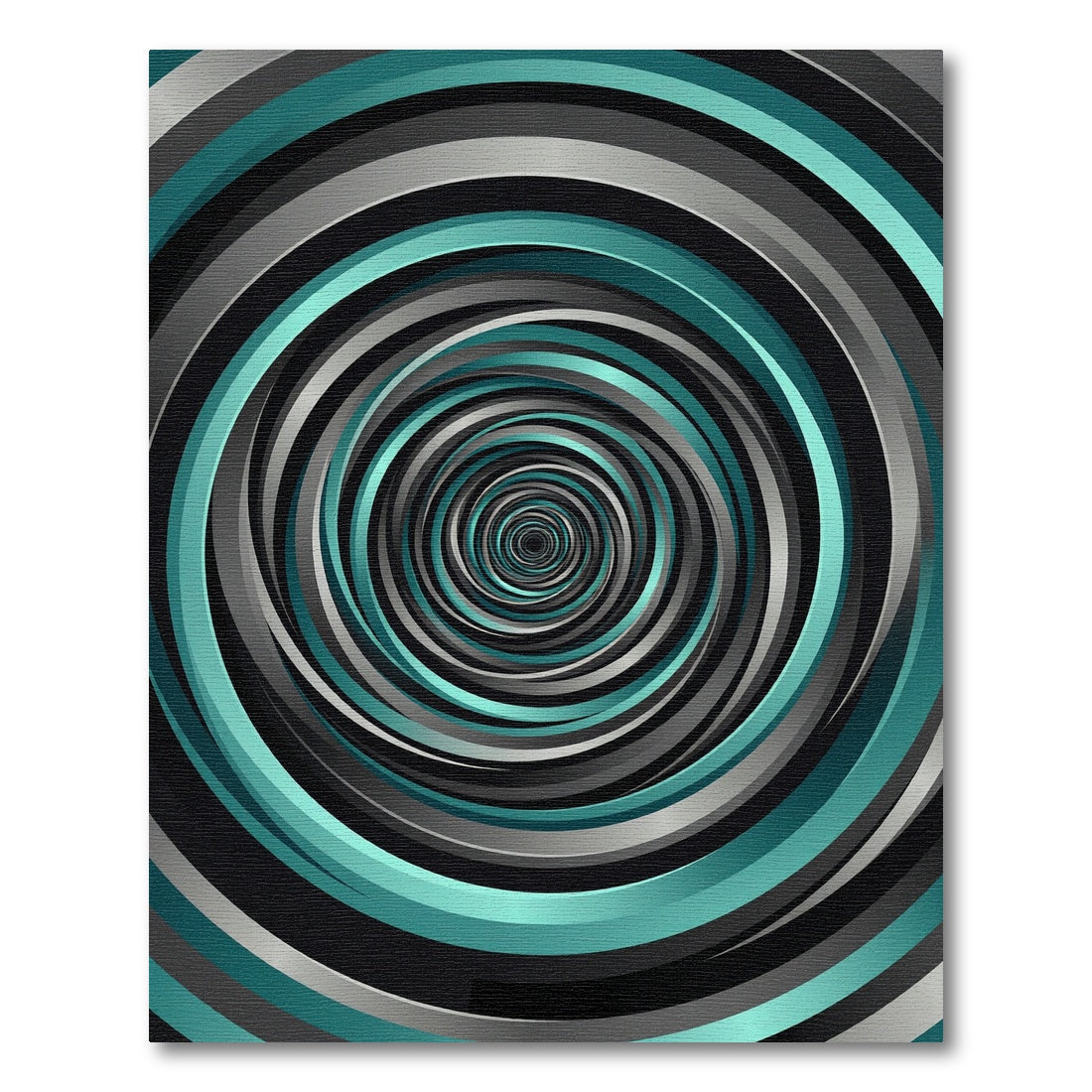 Modern Teal and Charcoal Vortex Swirl Rug
