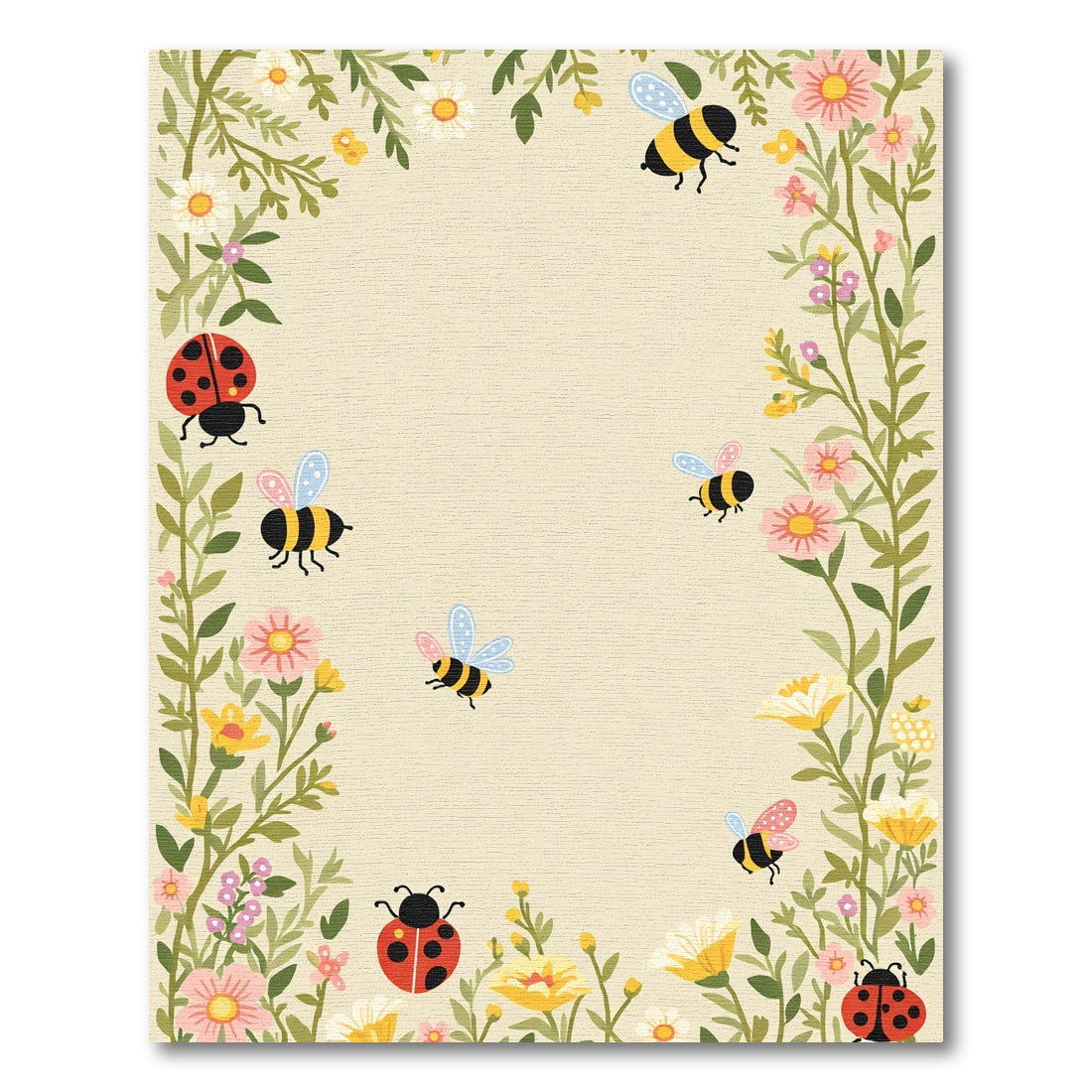 Whimsical Bees and Ladybugs Garden Rug