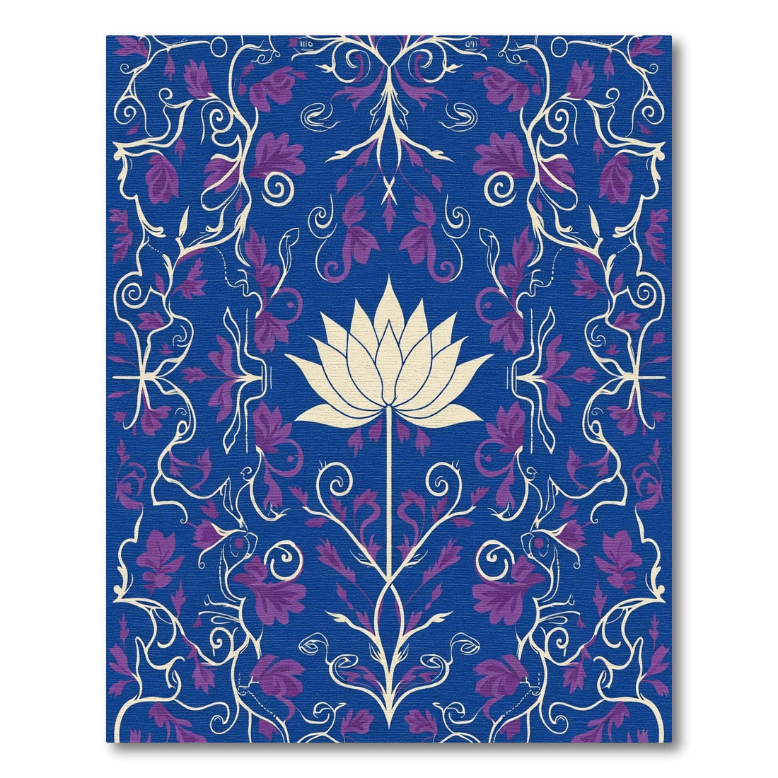 Imperial Blue Lotus Vine Swirl Rug