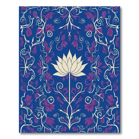 Imperial Blue Lotus Vine Swirl Rug