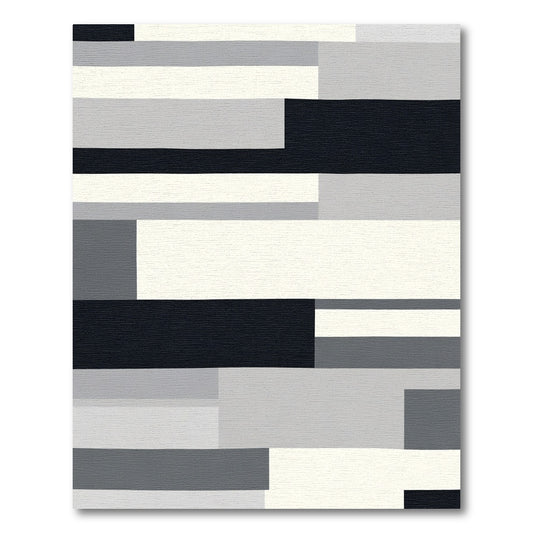 Monochromatic Geometric Block Art Rug