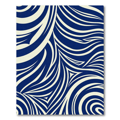 Deep Navy Flowing Organic Lines Rug