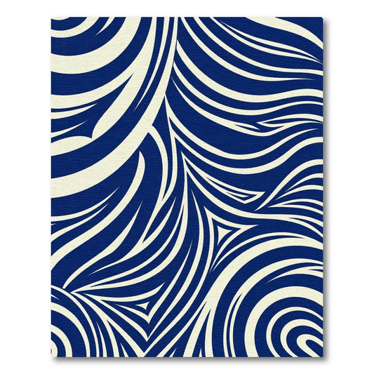 Deep Navy Flowing Organic Lines Rug
