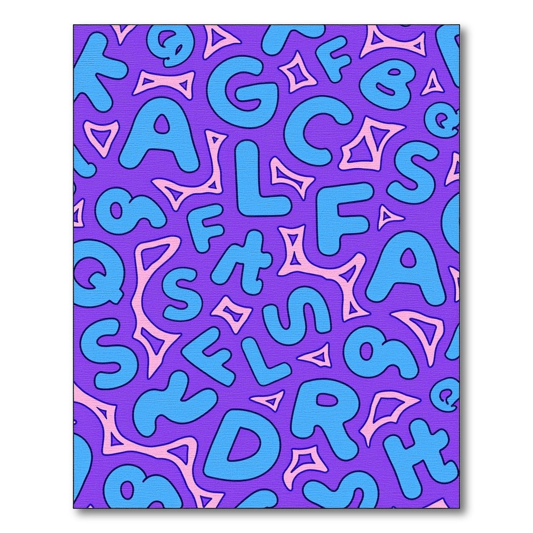 Groovy Blue Alphabet Purple Background Rug