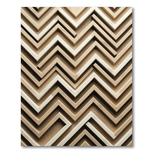 Natural Wood Layered Chevron Rug