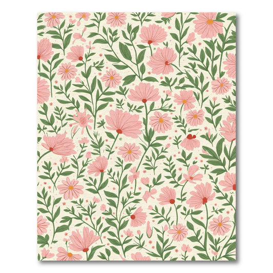 Pink Floral Garden Botanical Pattern Rug