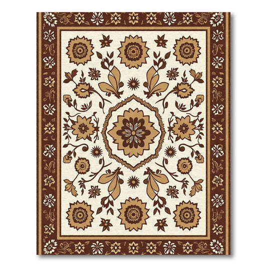 Brown Beige Floral Medallion Rug