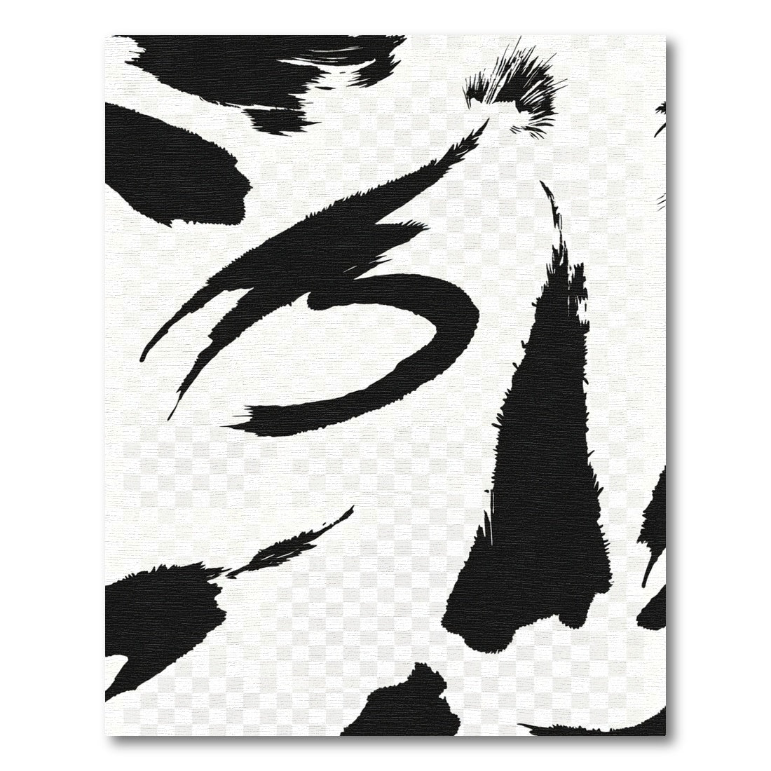 Bold Black Ink Wash Strokes Rug