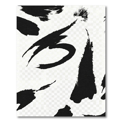 Bold Black Ink Wash Strokes Rug